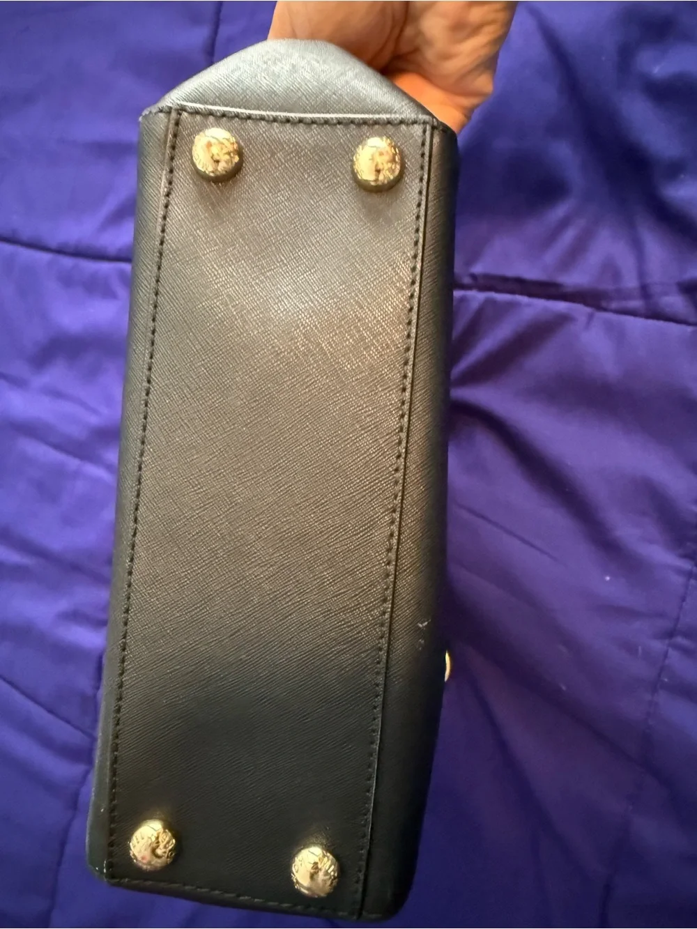 Michael Kors Black Saffiano Satchel with Gold Chain Accents